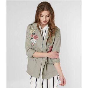 BKE Floral Embroidered Utility Jacket Woman Size Small